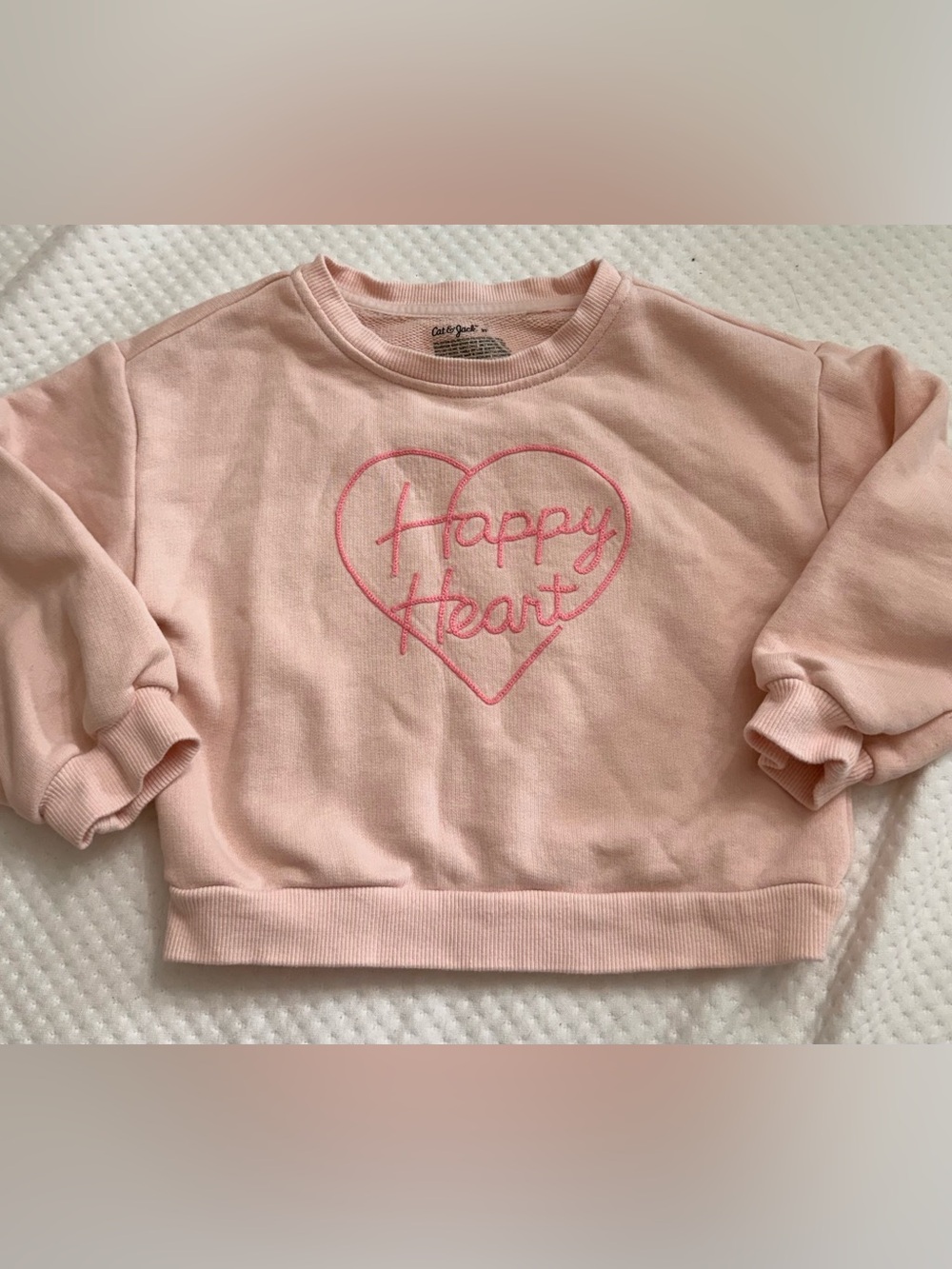 Cat & Jack Light Pink 'Happy Heart' Pullover Sweatshirt